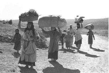 Ethnically Cleansed Palestinians on their way to Lebanon