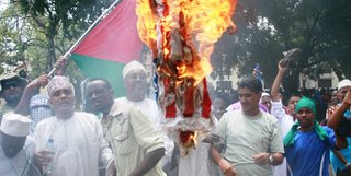 the American flag was not spared either