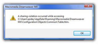 Dreamweaver crashes on Windows Vista